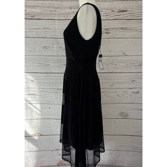 BCBGMAXAZRIA New Mesh & Jersey Crossover Dress Black Combo Size Small - Picture 3 of 14